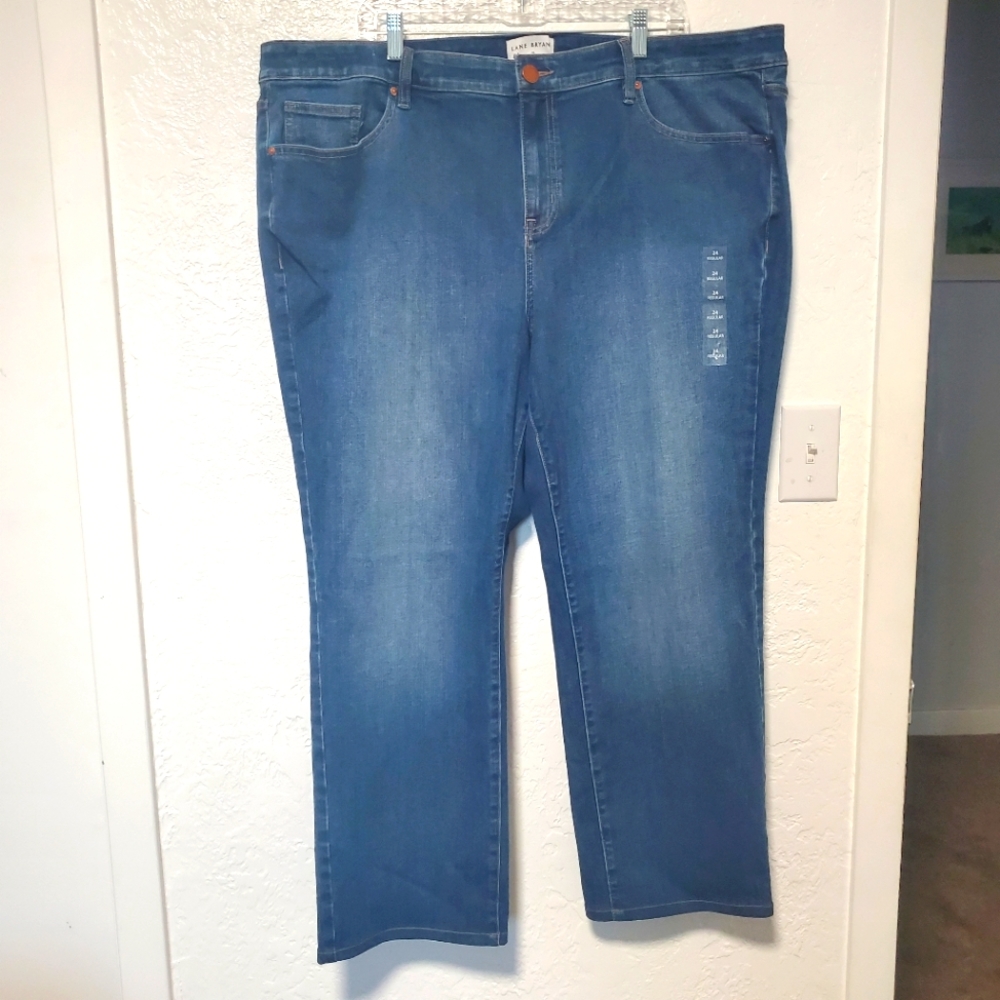 Lane Bryant Womens sz 24R Mid Rise Jeans Medium Wash Faded Straight Leg NWOT!!